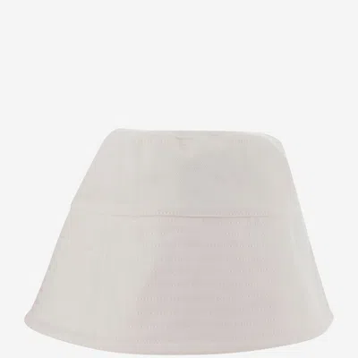 Patou Cotton Bucket Hat With Logo In White
