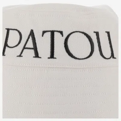 Patou Cotton Bucket Hat With Logo In White