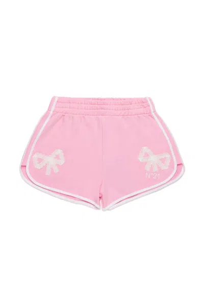 N°21 Logo Patch Shorts In Pink