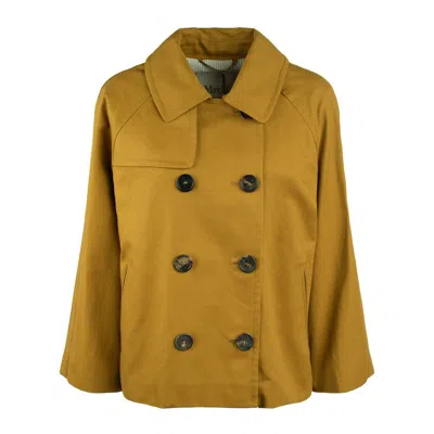Max Mara Yellow Crop Trench Coat In Drip-proof Cotton And Linen In Yellow