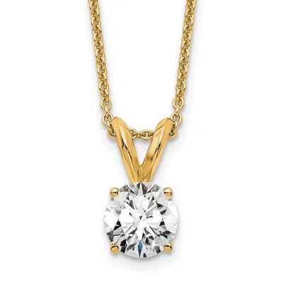 Diamond2deal 14k Gold 1 Ct Lab Grown Diamond Round Solitaire Pendant Necklace 18" In Yellow