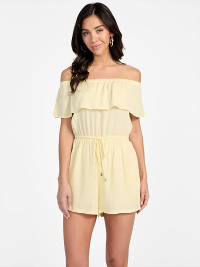 Guess Factory Carmella Off-the-shoulder Romper In Yellow