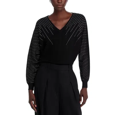 T Tahari Rhinestone Embellished Sweater In Black