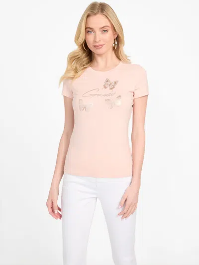 Guess Factory Eco Athalia Butterfly Tee In Pink