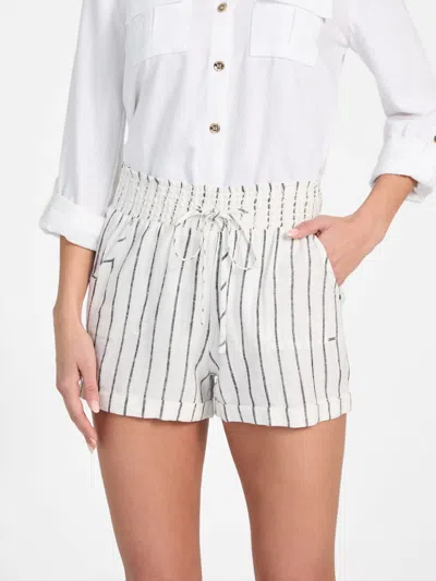 Guess Factory Harper Striped Linen-blend Shorts In Multi