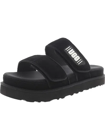 Ugg Greer Womens Suede Slip On Platform Sandals In Black