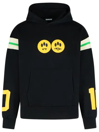 Barrow Cotton Sweatshirt With Hood And Graphic Print In Black