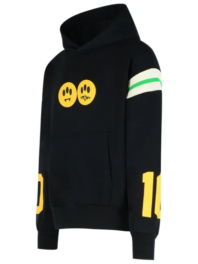Barrow Cotton Sweatshirt With Hood And Graphic Print In Black