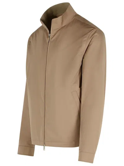 Zegna Beige Polyester Bomber Jacket Men In Beige
