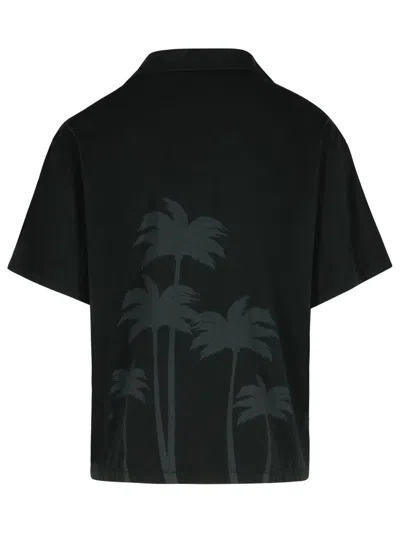 Palm Angels Palm Print Bowling Shirt In Black