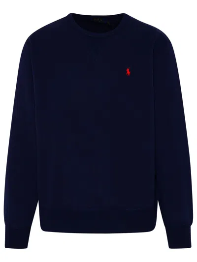 Polo Ralph Lauren Black Crewneck Sweatshirt With Pony Embroidery In Cotton Blend Man In Navy
