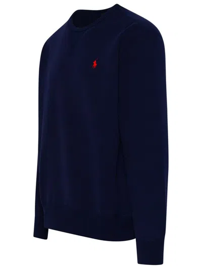 Polo Ralph Lauren Black Crewneck Sweatshirt With Pony Embroidery In Cotton Blend Man In Navy