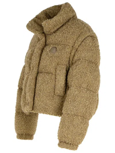 Moncler 'citynelle' Beige Acrylic Blend Down Jacket Women In Brown