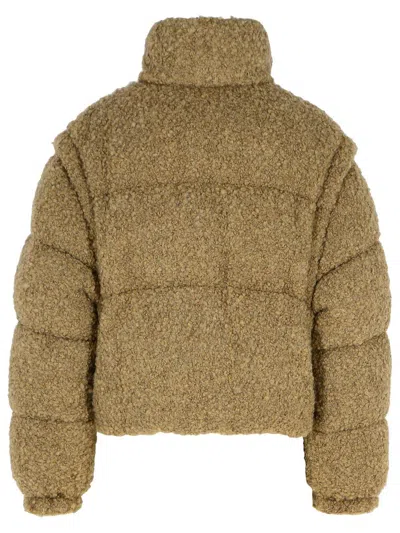 Moncler 'citynelle' Beige Acrylic Blend Down Jacket Women In Brown