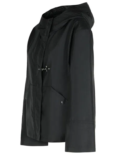 Fay Hooded Jacket Polyamide Front Pockets In Black