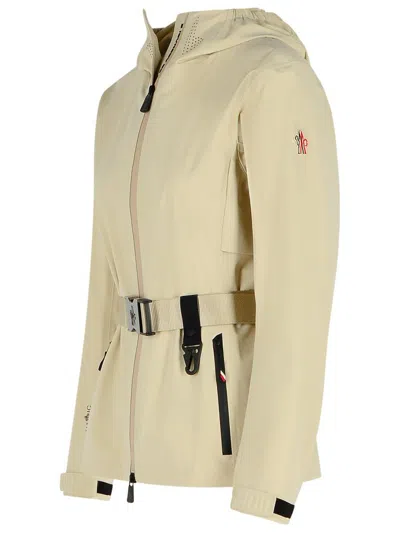Moncler Fex Hooded Shell Jacket In Beige
