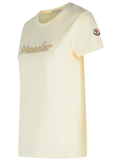 Moncler Cotton Crew-neck T-shirt In Beige