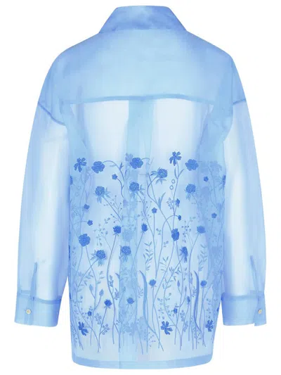P.a.r.o.s.h Fiori Light Blue Silk Shirt In Blue