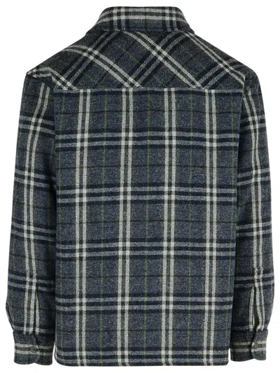 Burberry Blue Wool Shirt Men In Blue