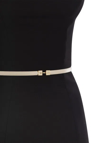 Elisabetta Franchi Women's Crepe Dress With Contrasting Belt In Black/butter