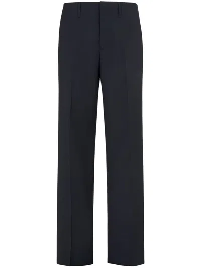 Fendi Night Blue Virgin Wool Trousers In Blue