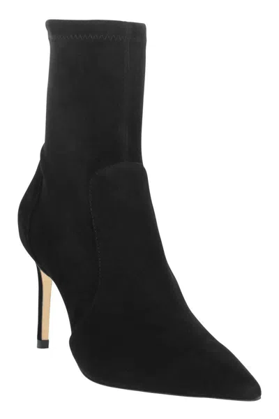 Stuart Weitzman Stuart 85 Bootie - Stretch Suede Ankle Boot In Black