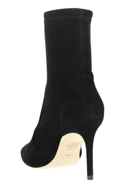 Stuart Weitzman Stuart 85 Bootie - Stretch Suede Ankle Boot In Black