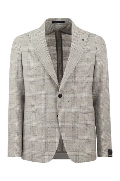 Tagliatore Men's Jacket With Tartan Pattern In Grey