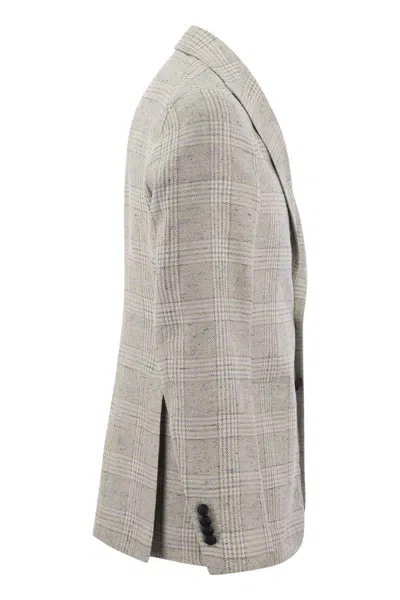 Tagliatore Men's Jacket With Tartan Pattern In Grey