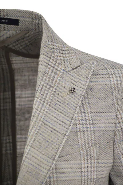 Tagliatore Men's Jacket With Tartan Pattern In Grey