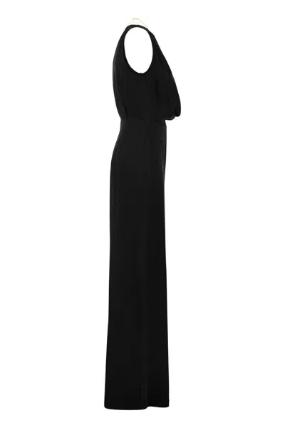 Elisabetta Franchi Jumpsuit Acetate Blend Metal Chain Accessory In Black