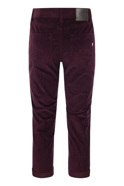 Dondup Koons Loose-fitting Velvet Trousers In Red