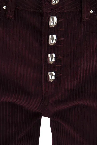 Dondup Koons Loose-fitting Velvet Trousers In Red