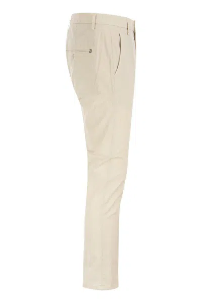Dondup Alfredo - Slim-fit Cotton Trousers In Light Beige