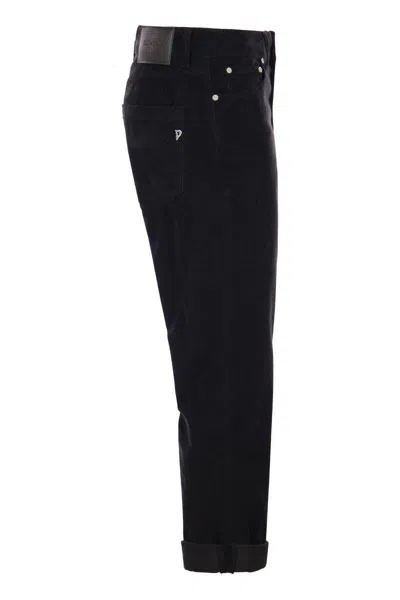 Dondup Fitted High-waist Cropped Trousers With Decorative Buttons In Black