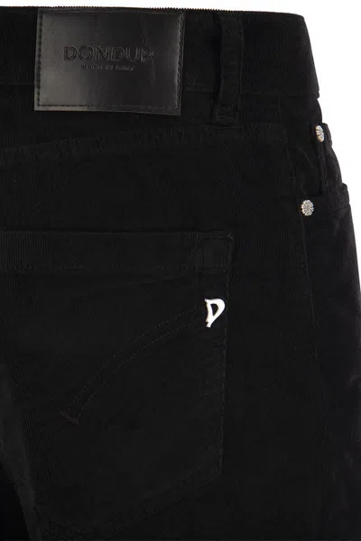 Dondup Fitted High-waist Cropped Trousers With Decorative Buttons In Black