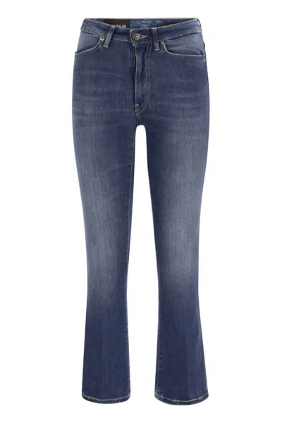 Dondup Mandy High-waisted Flared Jeans With Ankle Length In Denim Blue