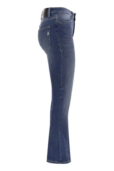 Dondup Mandy High-waisted Flared Jeans With Ankle Length In Denim Blue