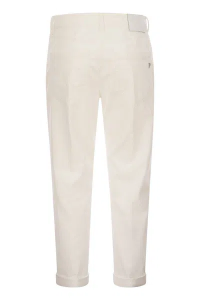 Dondup Cropped Cotton-blend Denim Jeans With Button Detailing In White