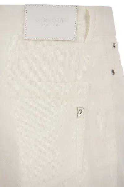 Dondup Cropped Cotton-blend Denim Jeans With Button Detailing In White
