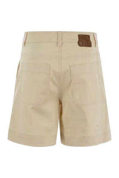 Moncler Women's Cotton Gabardine Shorts In Beige
