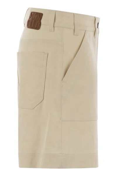 Moncler Women's Cotton Gabardine Shorts In Beige