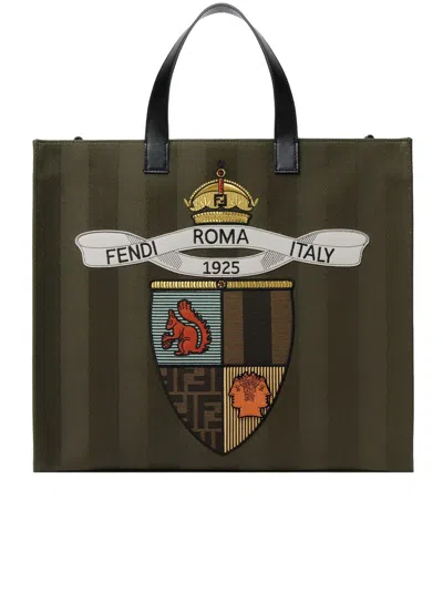 Fendi Structured Tote Bag With Detachable Strap And Top Handles In Multicolor
