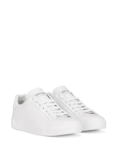 Dolce & Gabbana Portofino Light White Sneakers With Logo Patch On The Tongue And Tonal Logo Lettering On The Heel In In White