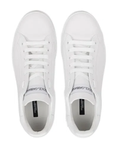 Dolce & Gabbana Portofino Light White Sneakers With Logo Patch On The Tongue And Tonal Logo Lettering On The Heel In In White