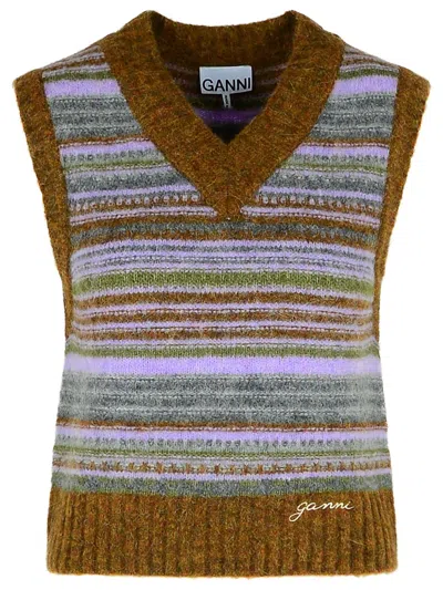Ganni Striped V-necked Vest
