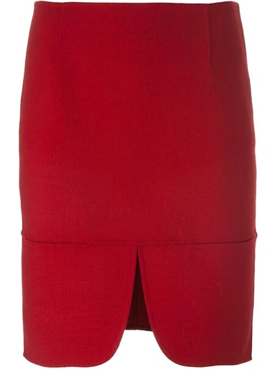 Dkny Front Slit Skirt - Red