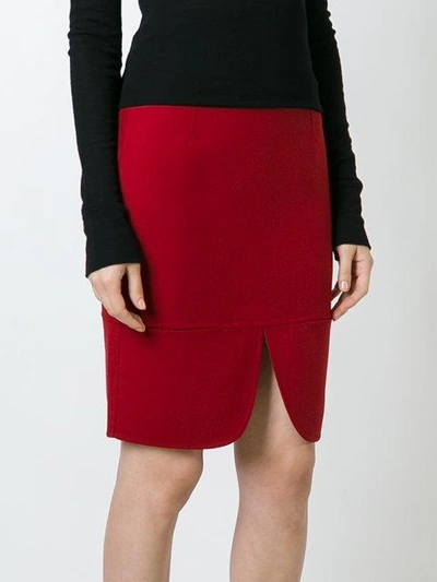 Shop Dkny Front Slit Skirt - Red
