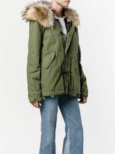 Shop Mr & Mrs Italy Short Multi Coloured Fur Lined Parka In Green