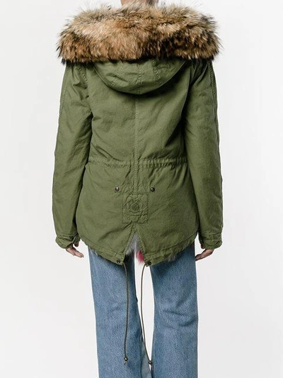 Shop Mr & Mrs Italy Short Multi Coloured Fur Lined Parka In Green